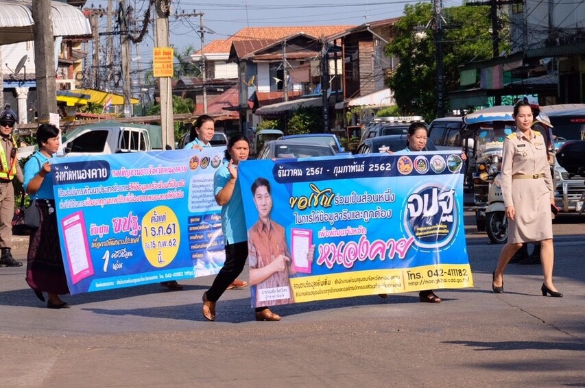 ผู้ว่าราชการจังหวัดหนองคาย – เชิญชวน พี่น้องชาวไทย ให้ข้อมูลแก่ อาสาสมัครจัดเก็บ จปฐ. ปี 2562