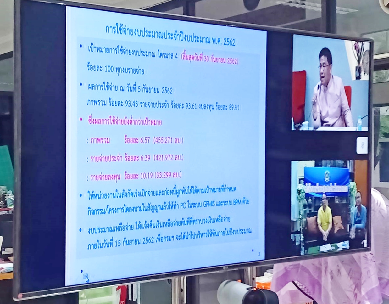 พช.หนองคาย ร่วมประชุมติดตามเร่งรัดการใช้จ่ายงบประมาณ ประจำปีงบประมาณ พ.ศ. 2562 ครั้งที่ 15/2562 ผ่านระบบอินเตอร์เน็ต (Video Conference)