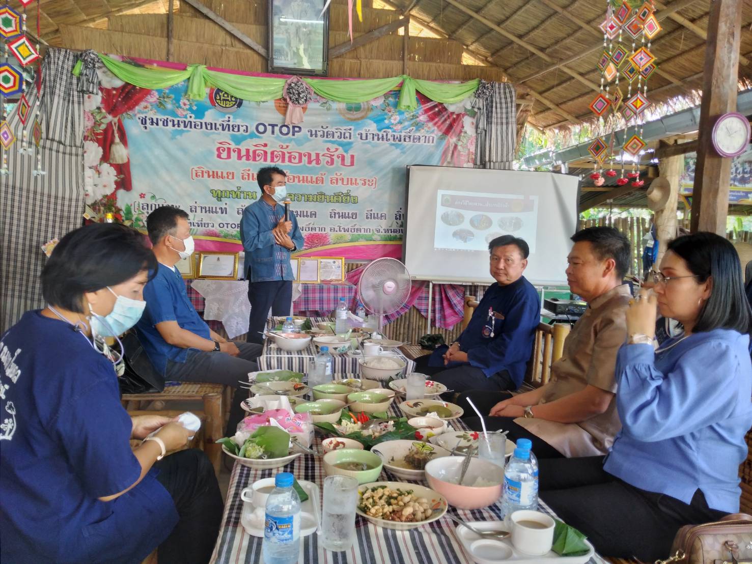 นายชัยวัฒน์ แสงศรี ผู้ตรวจราชการกรมการพัฒนาชุมชน เยี่ยมชมการดำเนินงานหมู่บ้านท่องเที่ยววิถีไทพวนโพธิ์ตาก และ การดำเนินงานโครงการพัฒนาพื้นที่ต้นแบบการพัฒนาคุณภาพชีวิตตามหลักทฤษฎีใหม่ ประยุกต์สู่ “โคก หนอง นา โมเดล” ในพื้นที่อำเภอโพธิ์ตาก จังหวัดหนองคาย