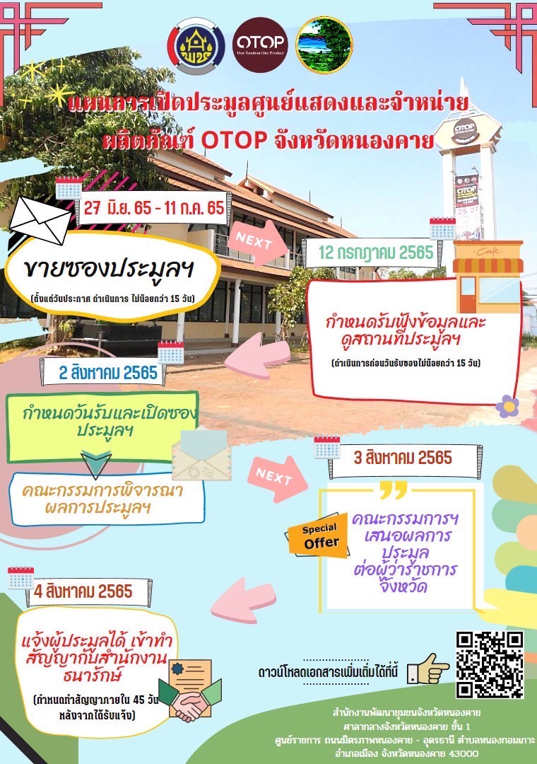 แผนการเปิดประมูลศูนย์แสดงและจำหน่ายผลิตภัณฑ์ OTOP จังหวัดหนองคาย