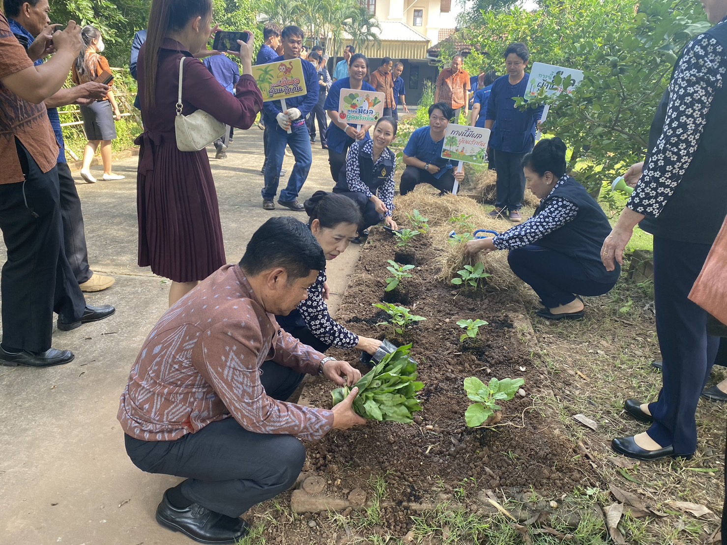 พช หนองคาย ร่วมกับชมรม แม่บ้านมหาดไทยจังหวัดหนองคาย ดำเนินกิจกรรมบ้านนี้ มีรัก ปลูกผักกินเอง/ครอบครัวมหาดไทยใส่ใจสิ่งแวดล้อม