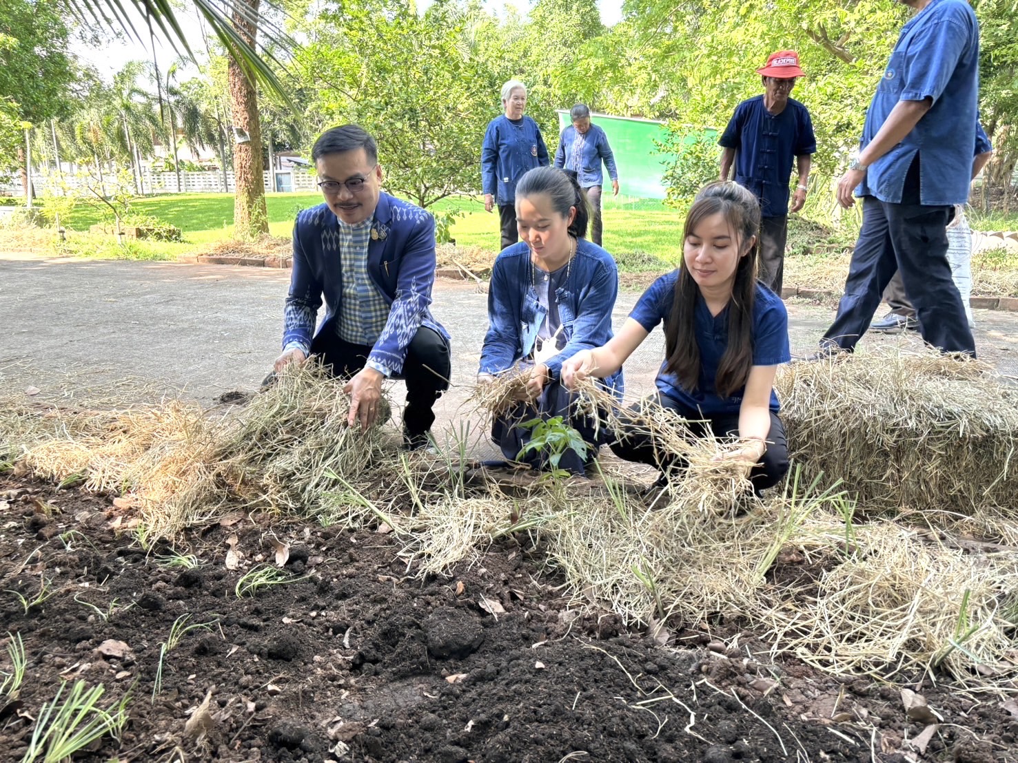 พช.หนองคาย ผนึกกำลัง ผู้นำ อช. ร่วมกับเครือข่ายโคกหนองนาอำเภอเมืองหนองคาย ขับเคลื่อนการน้อมนำแนวพระราชดำริของสมเด็จพระกนิษฐาธิราชเจ้า กรมสมเด็จพระเทพรัตนราชสุดาฯ สยามบรมราชกุมารี สู่ปฏิบัติการปลูกผักสวนครัว เพื่อสร้างความมั่นคงทางอาหาร กิจกรรม “ผู้นำต้นแบบตัวอย่างที่เห็นจริง”