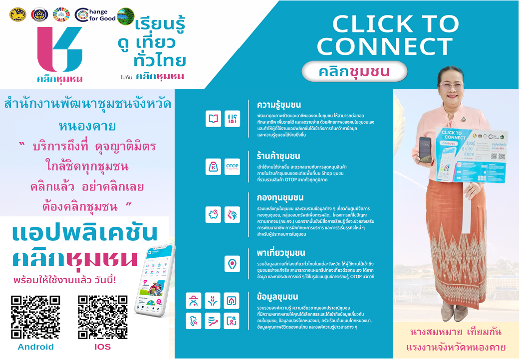 ผู้ว่าเปิ้ล เชิญชวนดาวน์โหลดแอปพลิเคชั่น Click ชุมชน “ง่ายๆเพียงแค่คลิก งาน พช. ครบ จบในแอปเดียว”