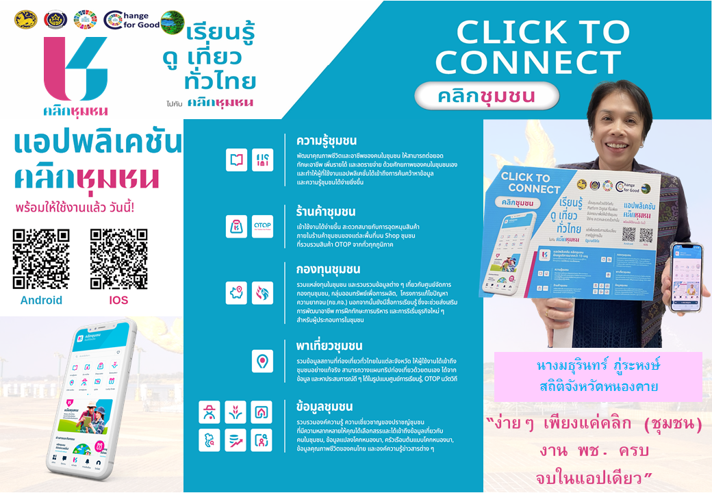 ผู้ว่าเปิ้ล เชิญชวนดาวน์โหลดแอปพลิเคชั่น Click ชุมชน “ง่ายๆเพียงแค่คลิก งาน พช. ครบ จบในแอปเดียว”