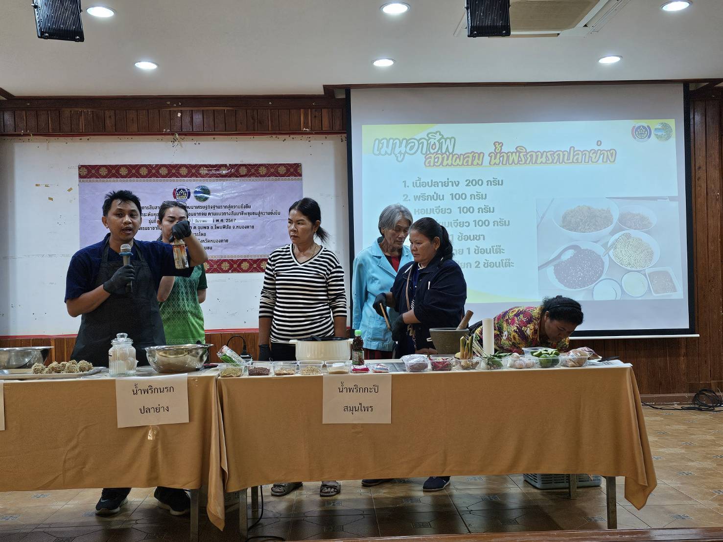 พช.หนองคาย ดำเนินโครงการพัฒนาและยกระดับคุณภาพชีวิตครัวเรือนยากจน ตามแนวทางสัมมาชีพชุมชนสู่ความยั่งยืน กิจกรรมอบรมเชิงปฏิบัติการเมนูอาชีพกับการพัฒนาคุณภาพชีวิตที่ยั่งยืน รุ่นที่ 3 ภายใต้โครงการสืบสานภูมิปัญญาพัฒนาเศรษฐกิจฐานรากสู่ความยั่งยืน