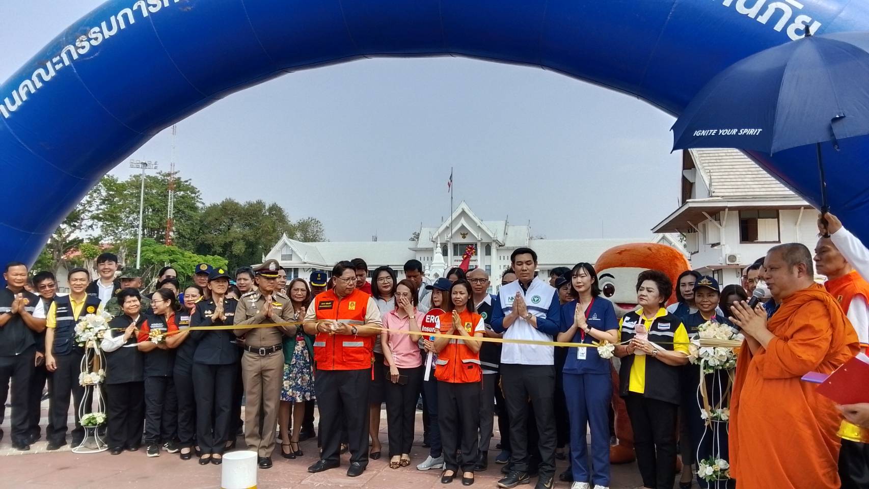 พช.หนองคาย ร่วมพิธีเปิดศูนย์ปฏิบัติการป้องกันและลดอุบัติเหตุทางถนน ช่วงเทศกาลสงกรานต์ ประจำปี พ.ศ. 2568