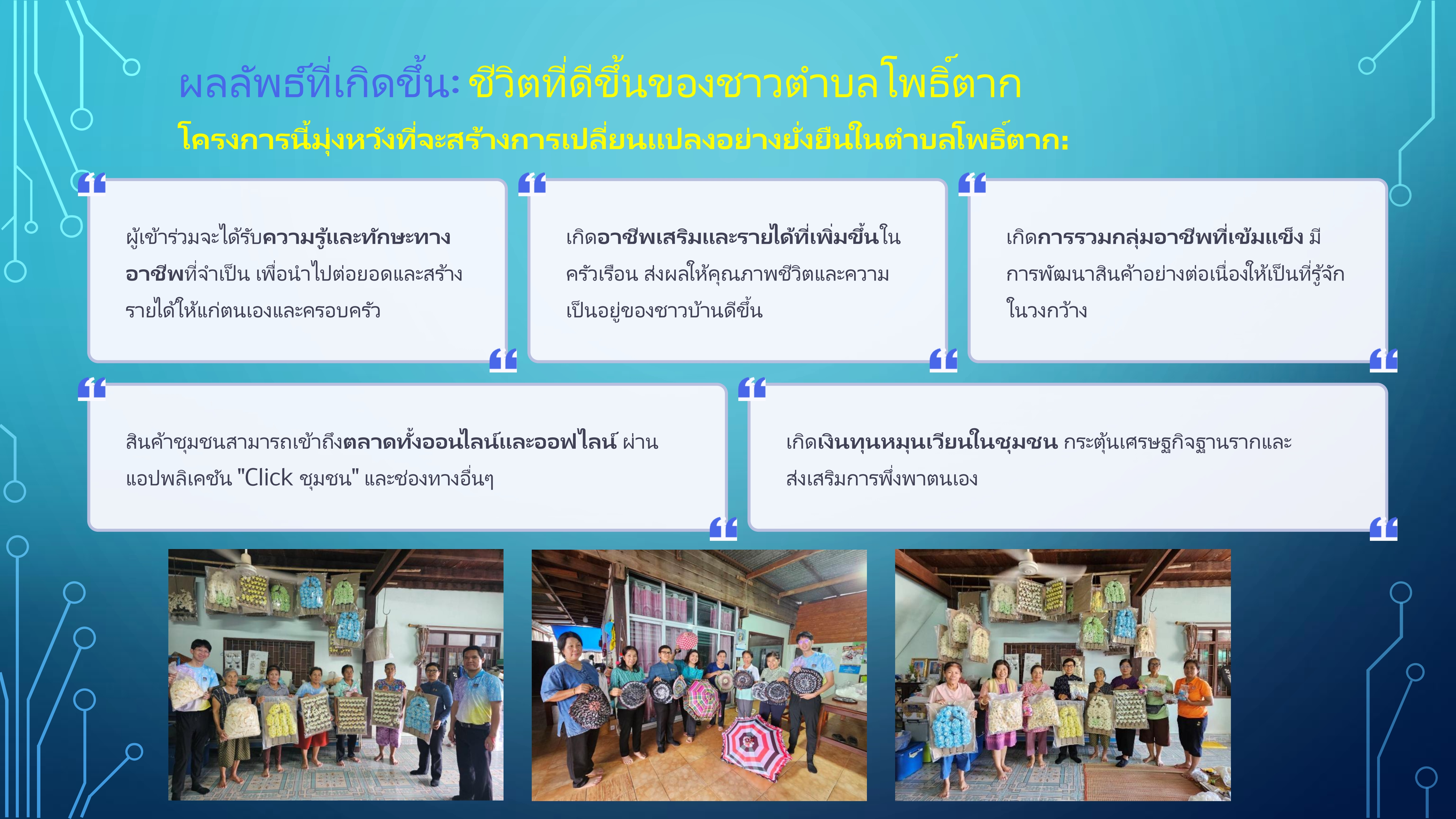 สารสนเทศตำบลต้นแบบฯ สู่การสร้างอาชีพ สร้างรายได้ ลดความยากจน ตำบลโพธิ์ตาก
